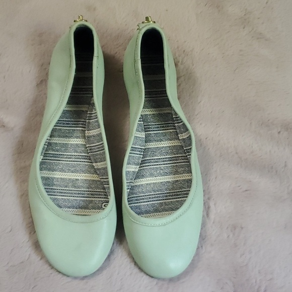 Coach Shoes - Coach August Leather Comfort Slip On Ballet Flats Light Green Size 6